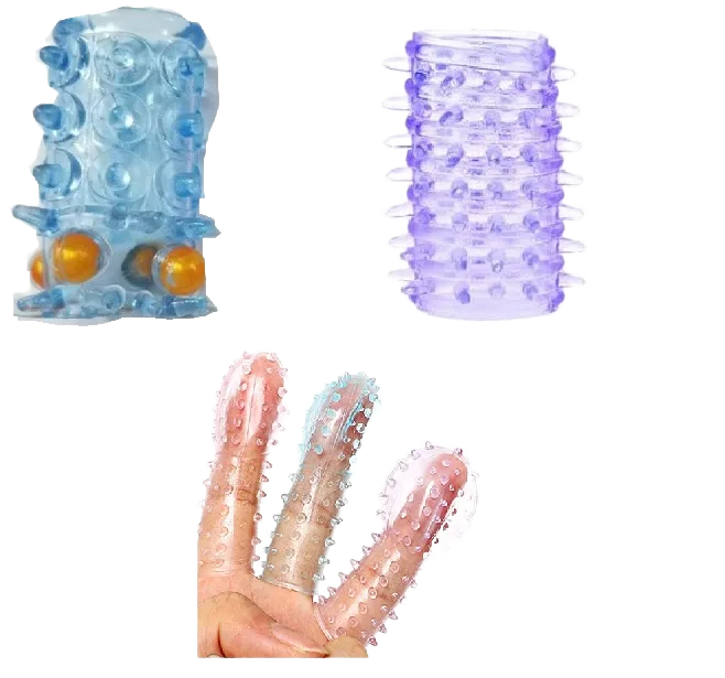 Silicone Finger Sleeve Set 3 Textures for Enhanced Pleasure