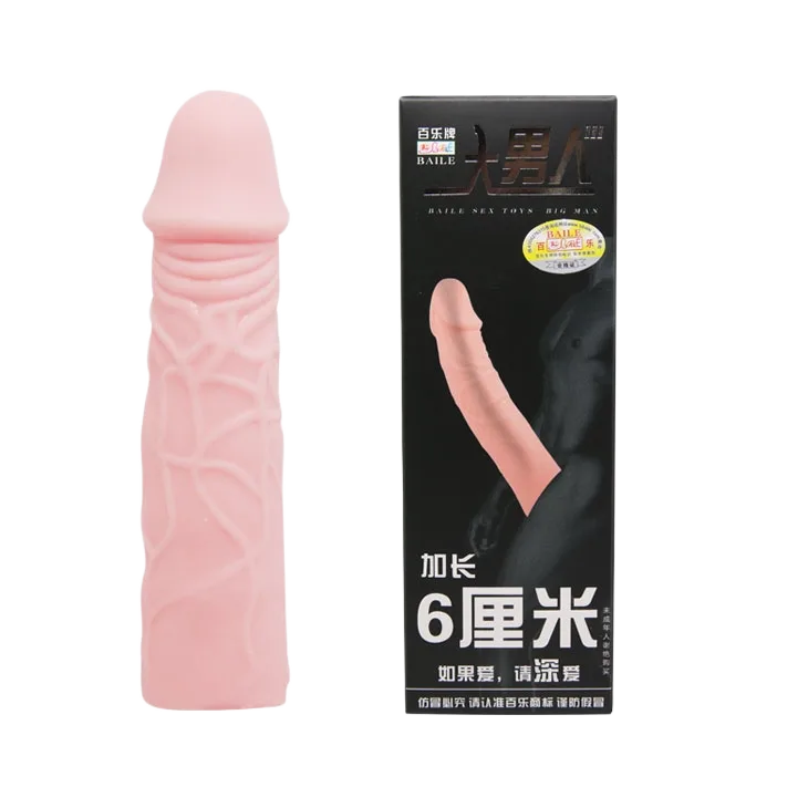 Silicone Ribbed Soft Realistic Penis Sleeve Extension