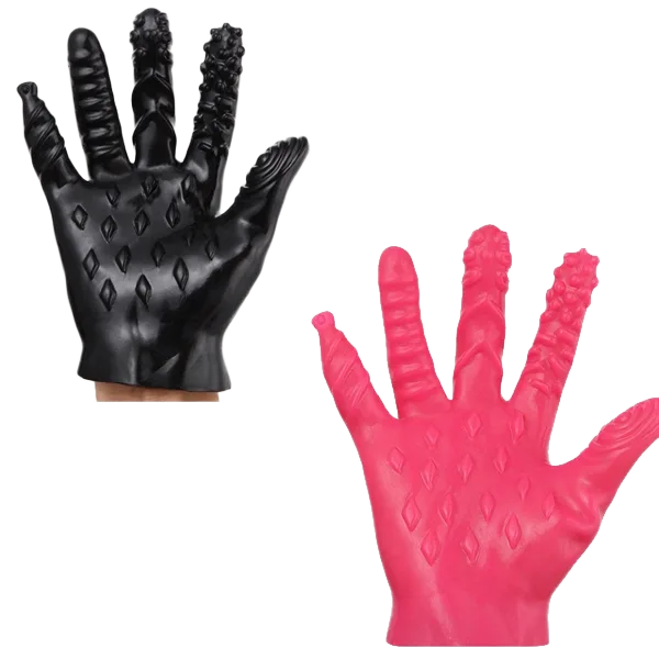 Silicone textured gloves for body and intimate massage