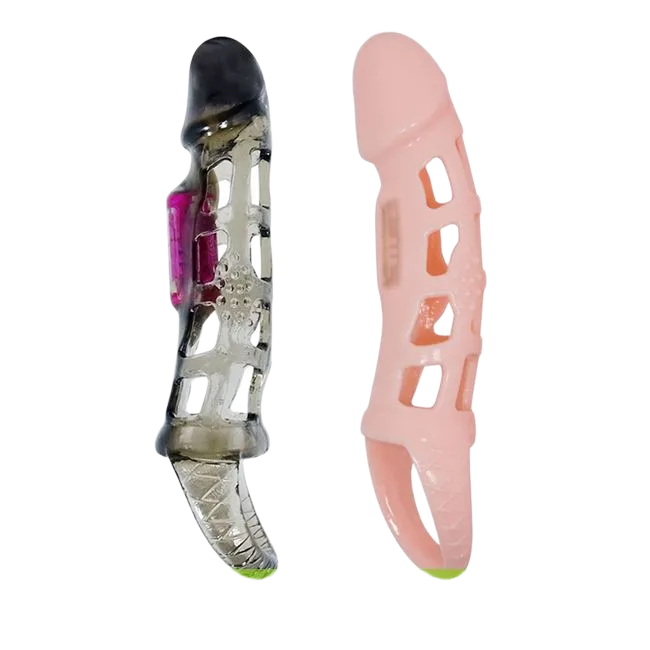 Silicone Vibrating Cock Sleeve with Strap Strong G-spot Pleasure Stimulator