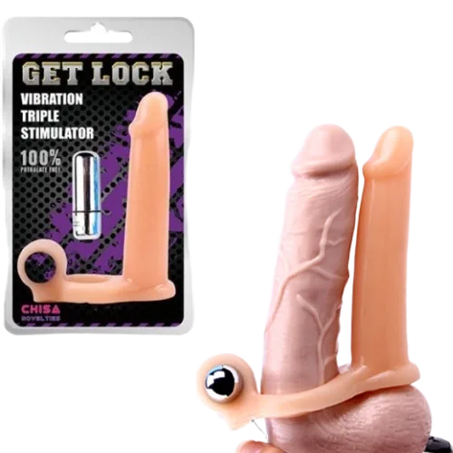 Silicone Vibrating Dildo Condom with Strap-On Pleasure