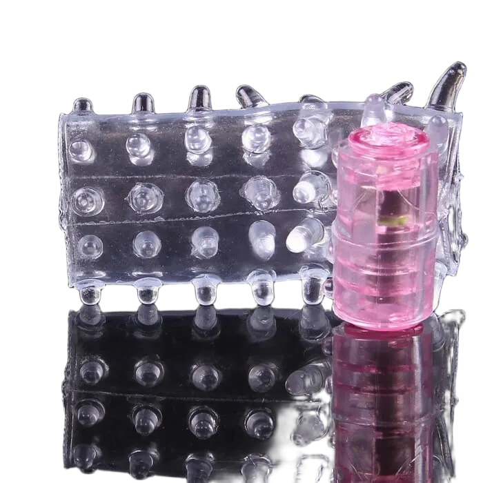 Silicone Vibrating Ribbed Condom Mid-Length Pleasure