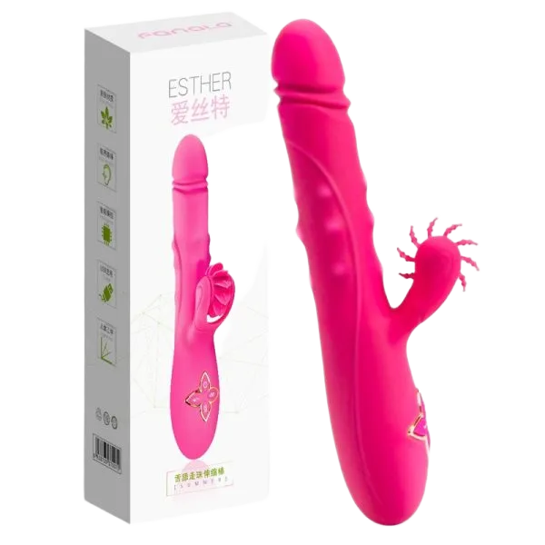 Silicone Vibrating Thrusting Beaded Dildo for Women
