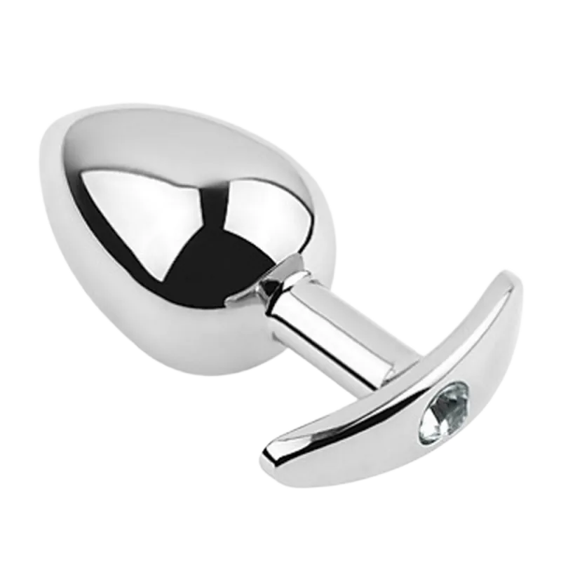 Silver Stainless Steel Anal Plug Slim Tip Easy Insertion