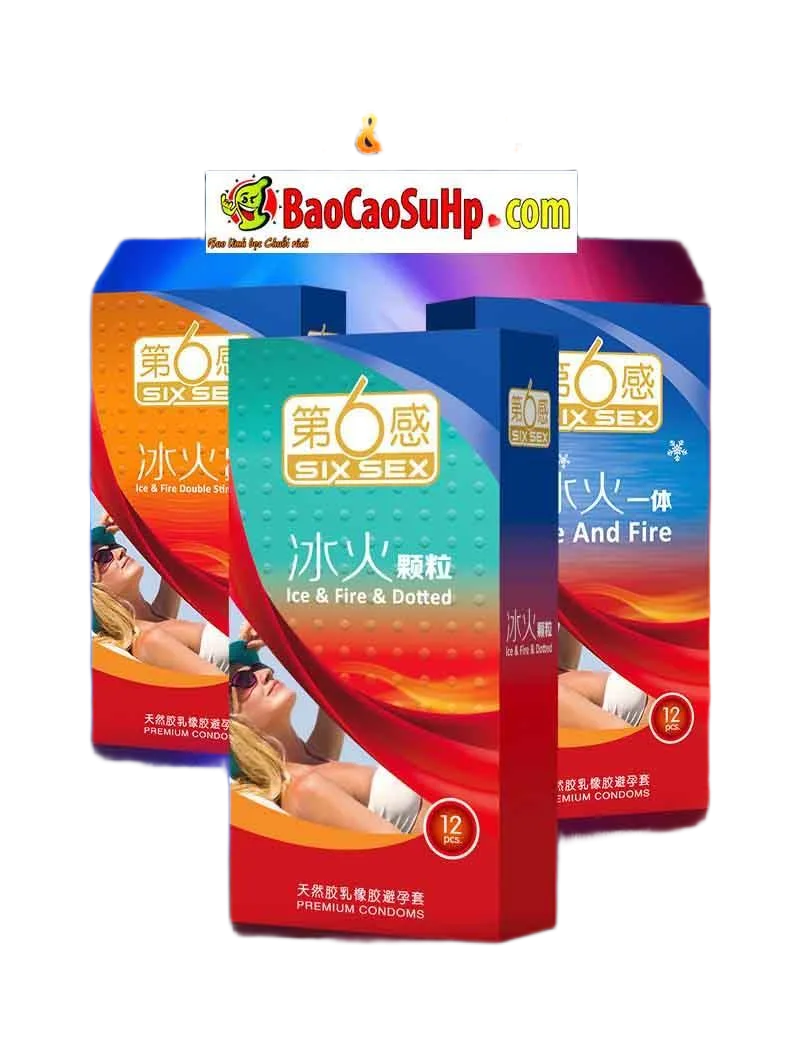 Sixsex Ice Fire Textured Condom 7 Sensations Hot Cool