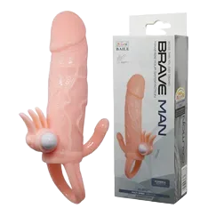 Skin Tone Vibrating Penis Extension Condom Secure Comfortable