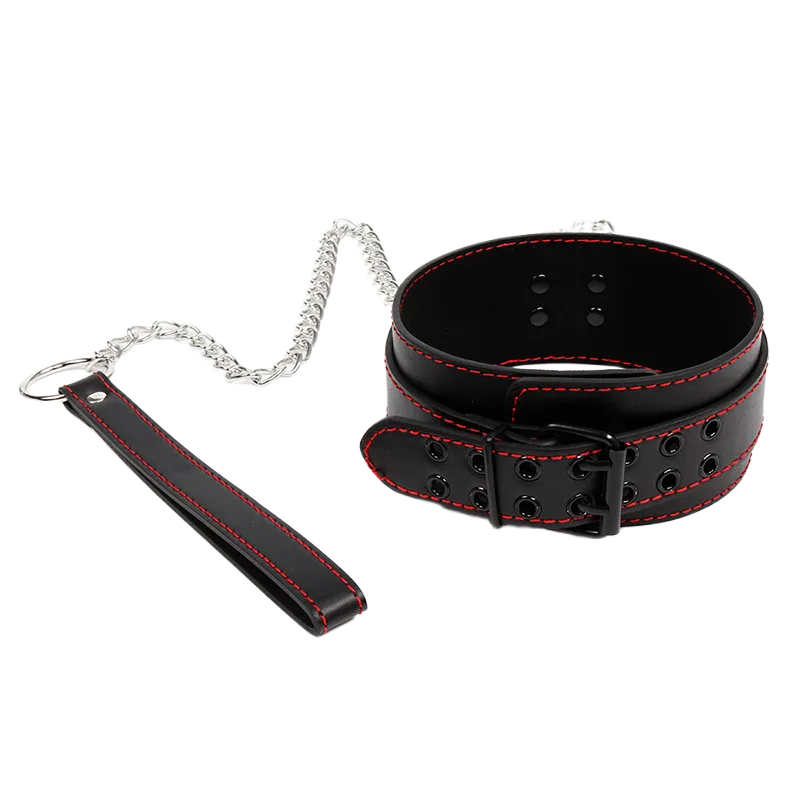 SM Set Leather Collar Chain Enhance Intense Pleasure