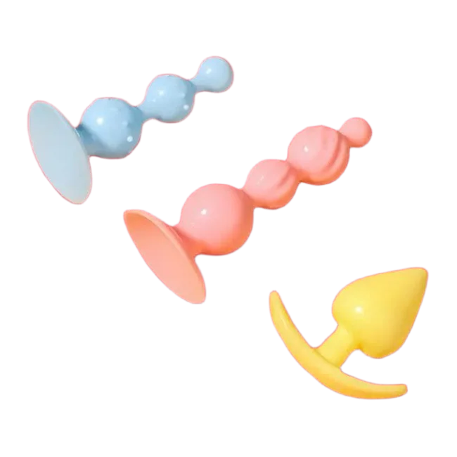 Soft Silicone Anal Plugs Set 3pcs Flexible Comfortable