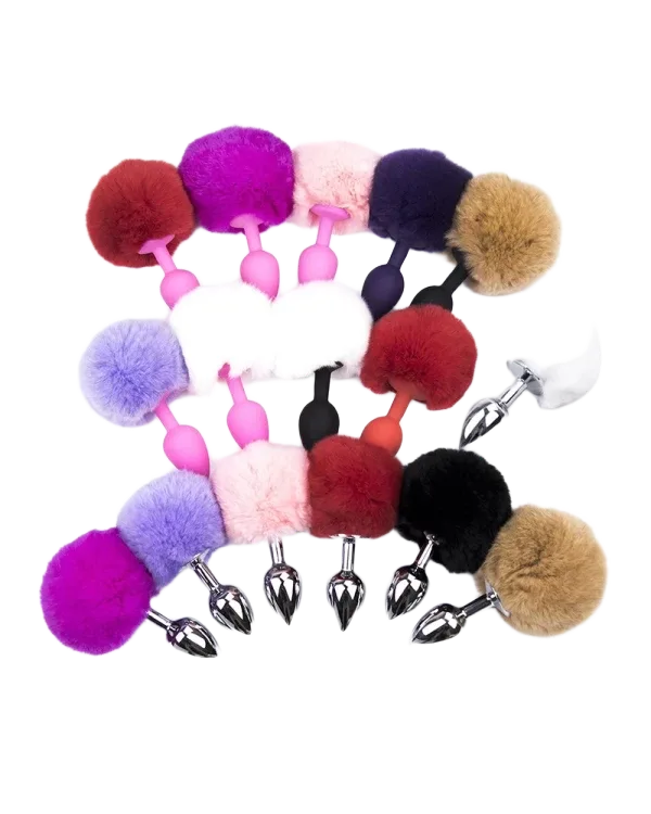 Soft Silicone Bunny Tail Butt Plug Multi-Color Cosplay SM
