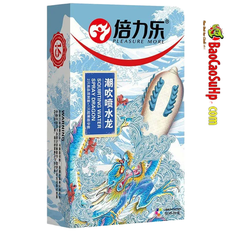 Squirting Water Spray Dragon Ribbed Condom Long Spikes Pleasure