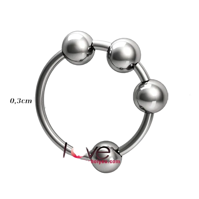 Stainless Steel 4-Ball Adjustable Penis Ring Delay Ejaculation Tool