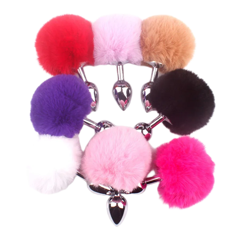 Stainless Steel Rabbit Tail Anal Plug Multi-Color Released