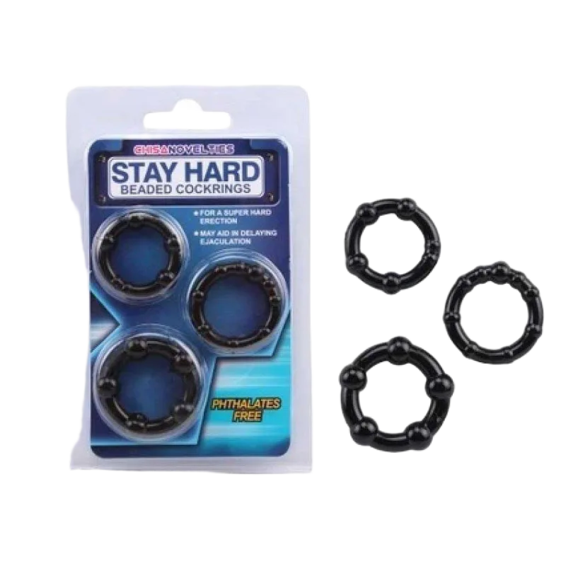 Stay Hard Anti-Ejaculation Ring with Beads Comfortable Size