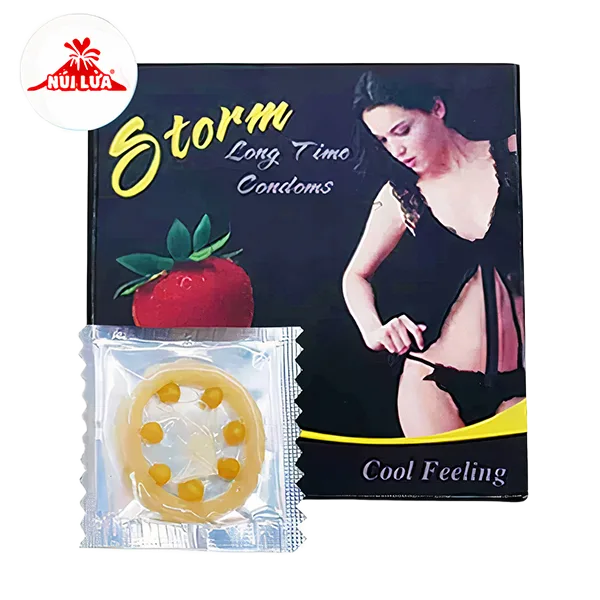 Storm Strawberry 7 Large Bead Natural Rubber Delay Condom