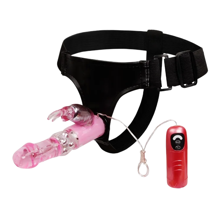 Strap-On Vibrating Beaded Realistic Dildo Couples Toy