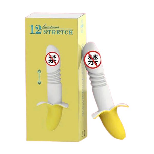 STRETCH Banana-Shaped 12-Mode Warming Vibrating Silicone Dildo