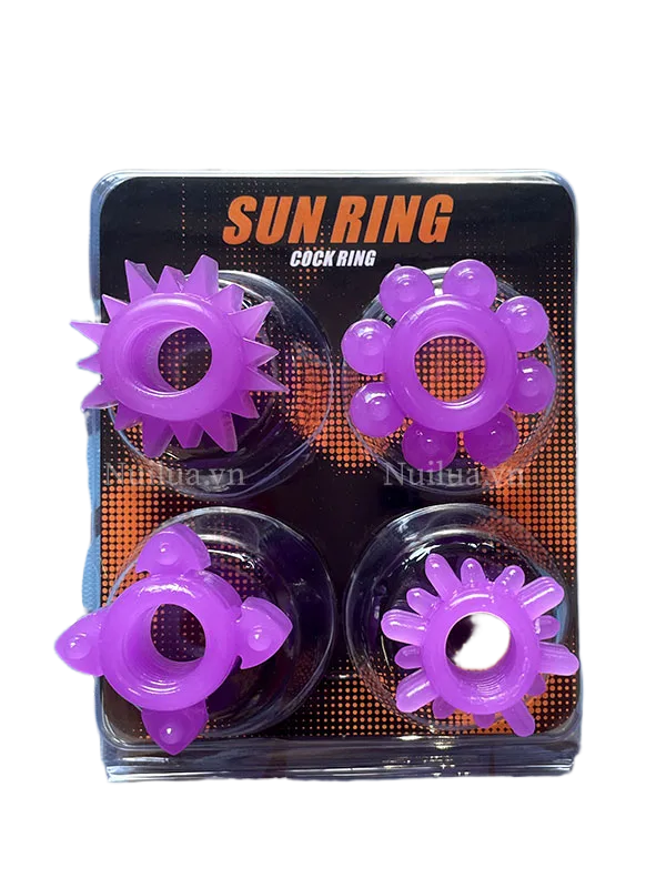 Sun Ring Set 4 Soft Silicone Textured Cock Rings Easy Clean