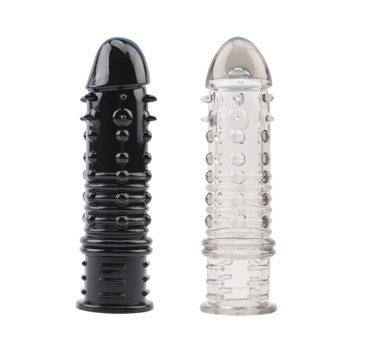 Super G-Spot Stimulating Textured Sleeve Black Transparent