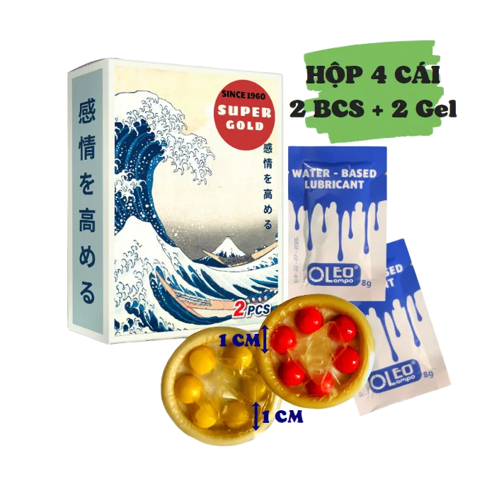 Super Gold Japan Large Bead Premium Condoms 4pcs