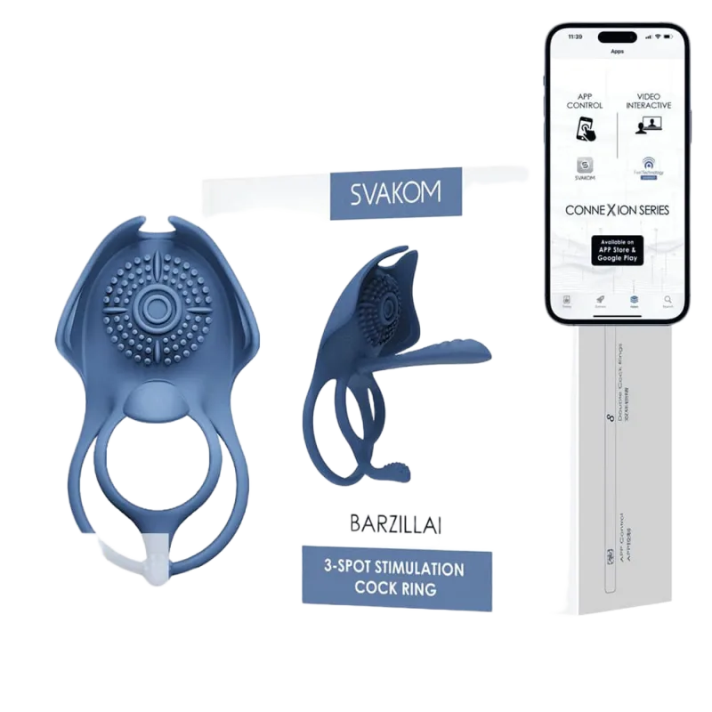 Svakom Barzillai Remote Phone Connected Silicone Penis Ring Vibrator