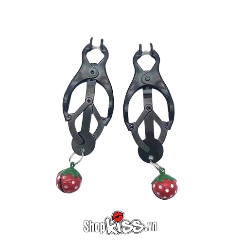 Sweet Strawberry Nipple Clamps with Bells – Erotic Couple Toy