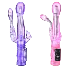 Tease Triple Head Vibrating Soft Silicone Dual Pleasure Toy