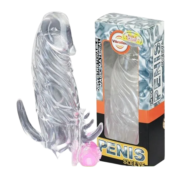 Textured Vibrating Penis Sleeve Soft Silicone Enhance