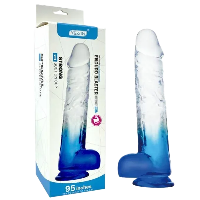 Transparent Enduro Blaster Wall-Mount Dong 9.5 Inch Premium Silicone