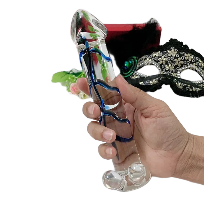 Transparent glass dildo for clitoral G-spot anal pleasure
