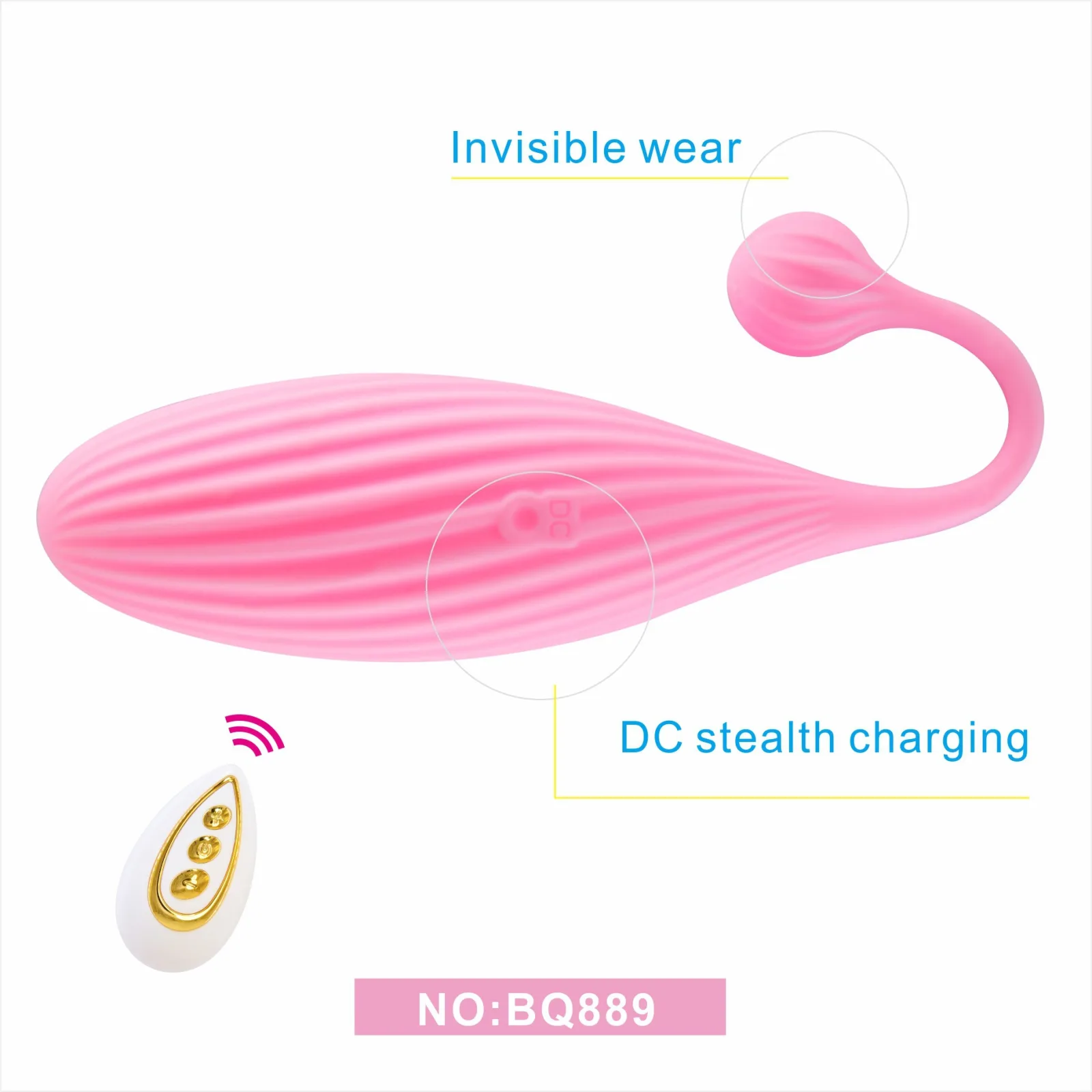 Dolphin Ribbed Remote Control Waterproof Silicone Egg — photo 4