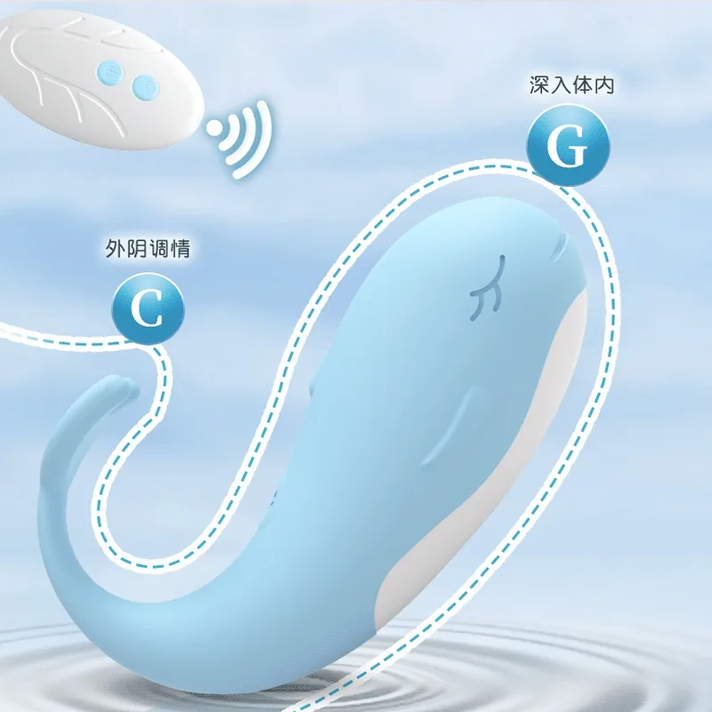 Remote-Control Dolphin Heating Mini Vibrator Pink Blue — photo 5