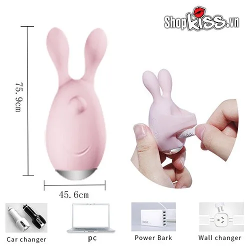 Jupin Finger Rabbit Love Egg Vibrating Silicone Pink — photo 4