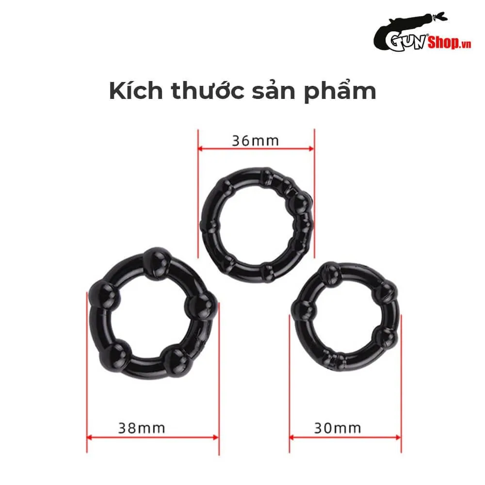 Chisa Beaded Black Cock Ring Delay Ejaculation Multiple Sizes — photo 2