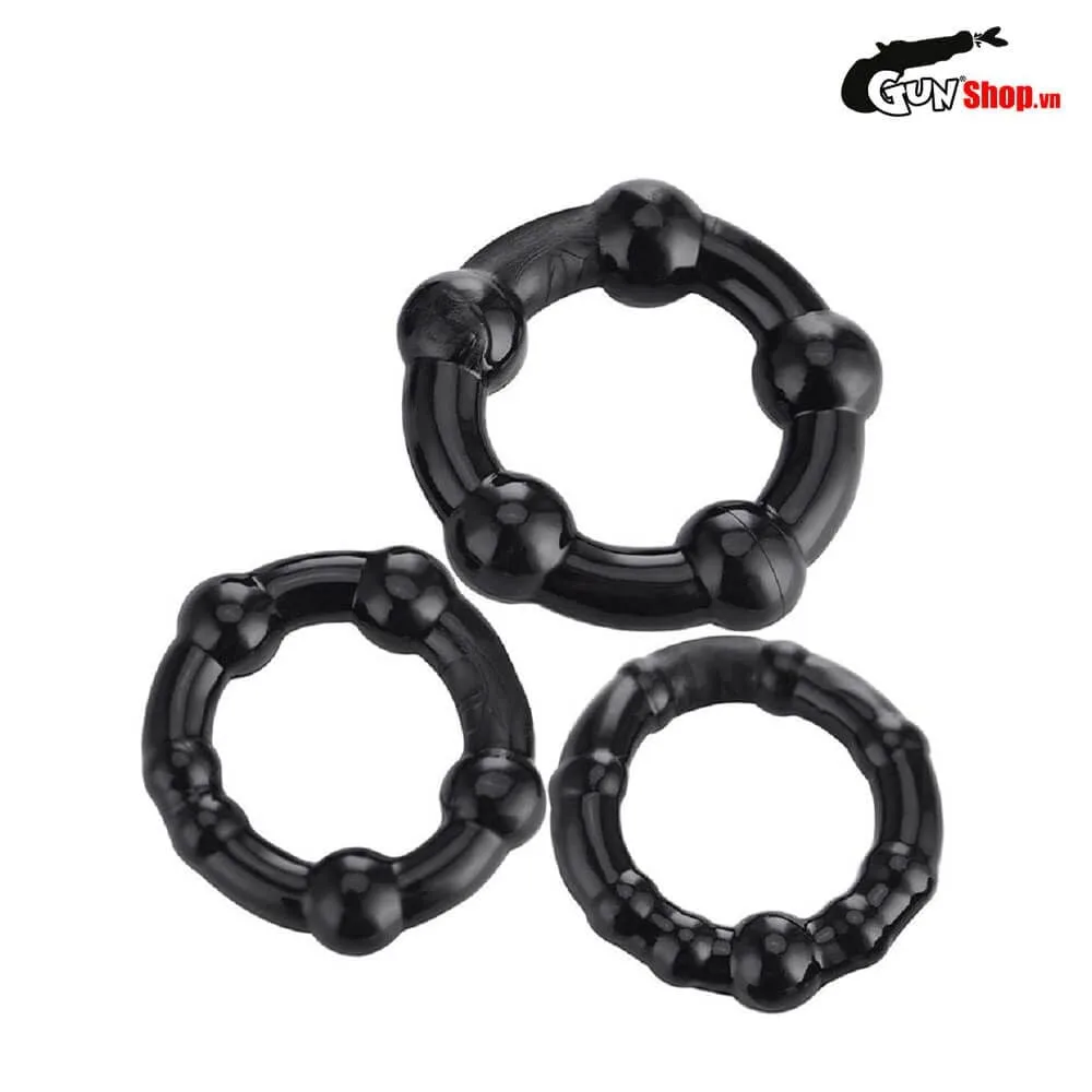 Chisa Beaded Black Cock Ring Delay Ejaculation Multiple Sizes — photo 4