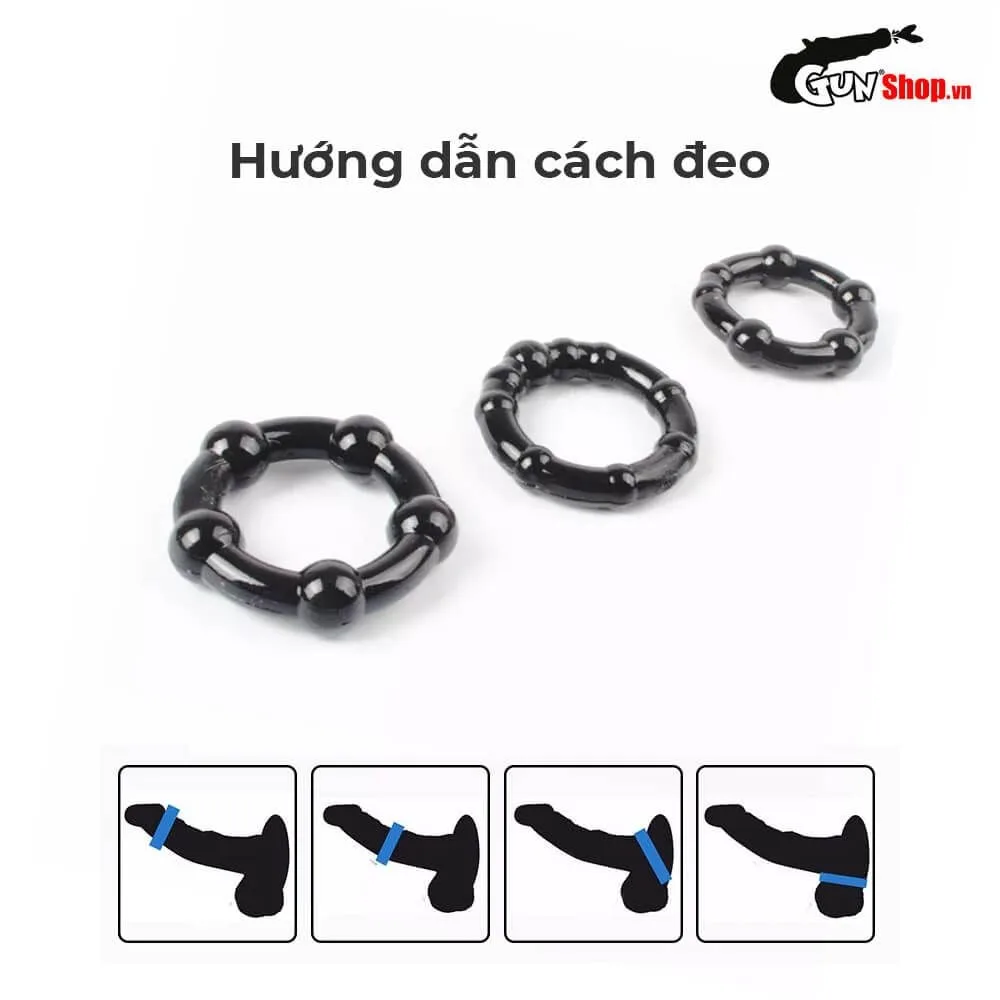 Chisa Beaded Black Cock Ring Delay Ejaculation Multiple Sizes — photo 5