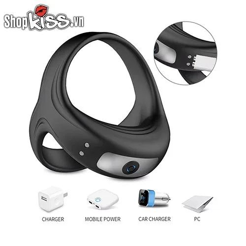 Silicone Cock Ring Delay Ejaculation Black Vibration — photo 4