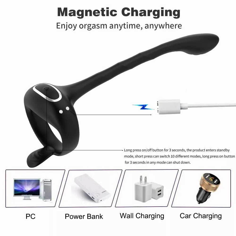 Remote Vibrating Cock Ring Anal Stimulator 9 Mode Wireless Couples Toy — photo 3