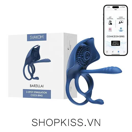 Svakom Barzillai Multi-Point Vibrating Ring for Couples Blue Silicone — photo 2