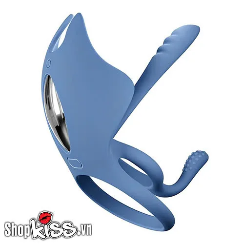 Svakom Barzillai Multi-Point Vibrating Ring for Couples Blue Silicone — photo 3