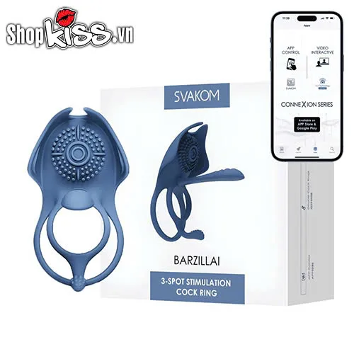 Svakom Barzillai Multi-Point Vibrating Ring for Couples Blue Silicone — photo 5