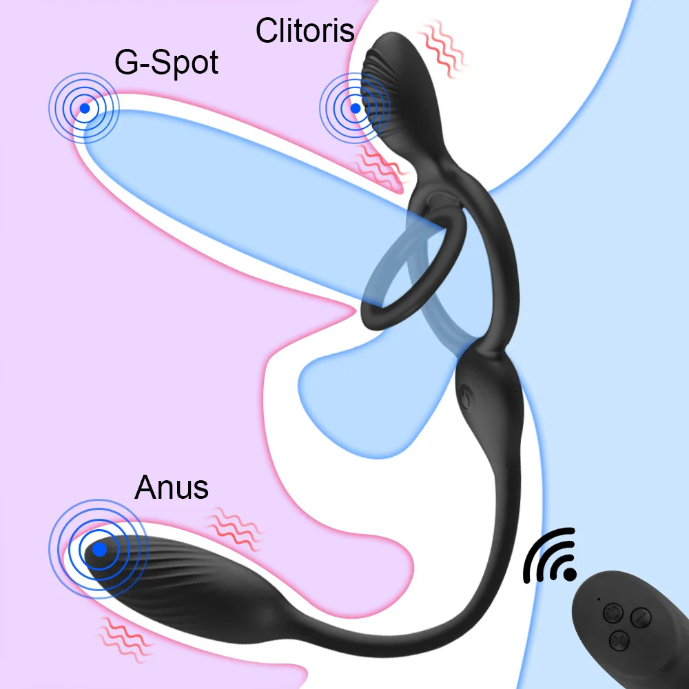 USB Rechargeable Silicone Penis Ring with Remote Anus Stimulator — photo 6
