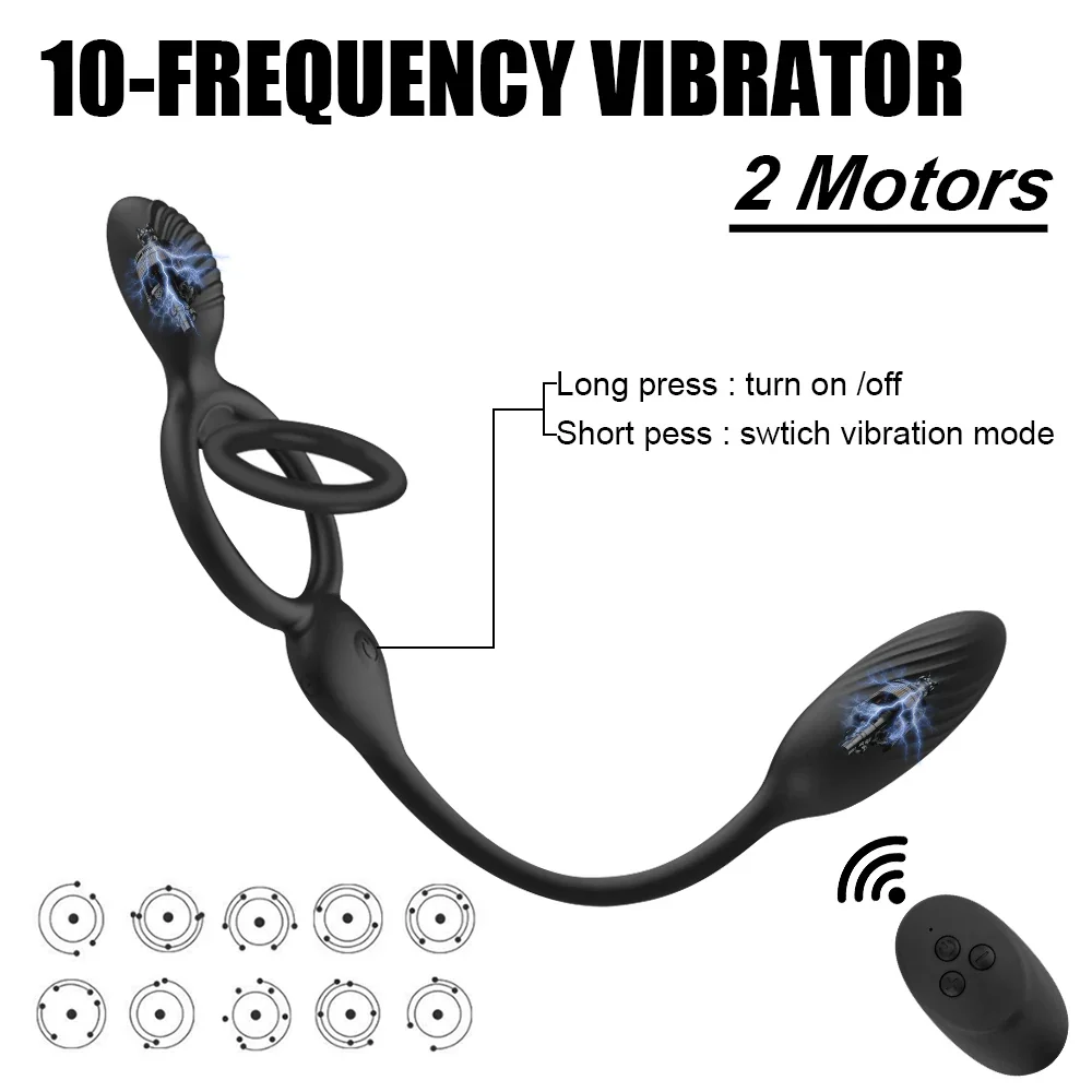 USB Rechargeable Silicone Penis Ring with Remote Anus Stimulator — photo 5