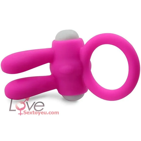 Double Rabbit Ears Vibrating Ring Couples Intimate Toy Pink — photo 2