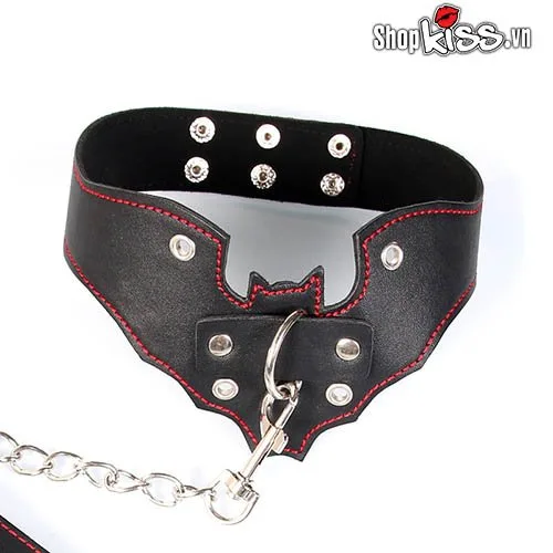 Batman Leather BDSM Collar with Chains for Role Play — photo 4