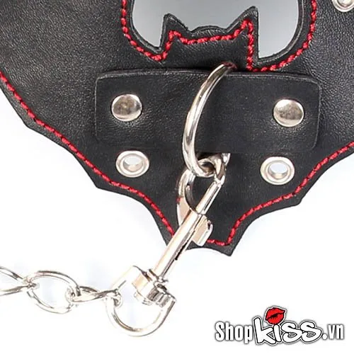 Batman Leather BDSM Collar with Chains for Role Play — photo 5