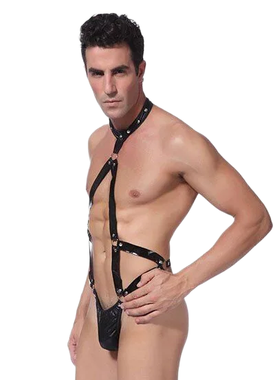 Wild Leather Strap Sexy Thong For Men NY105 Free Size