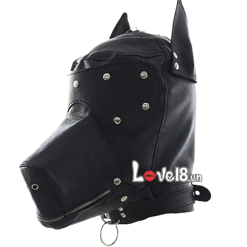 Wolf Dog Head Lock Mouth BDSM Mask PU Leather Durable