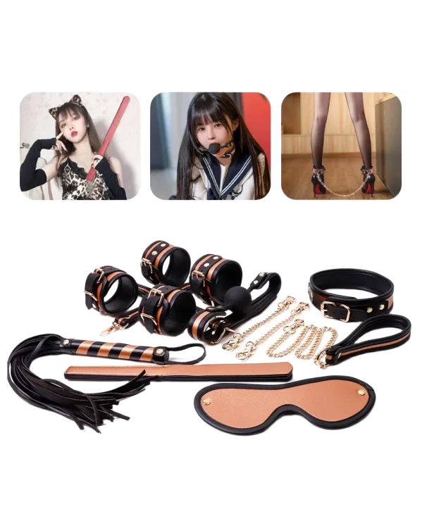 Yeain Deluxe 8-Piece BDSM Kit Leather Set for Intense Play